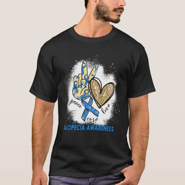 T-shirt Peace Love Cure Bleached Alopecia Sensibilisation (Devant)