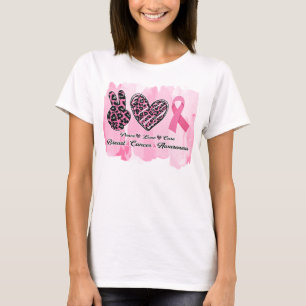 T-shirt peace love cure cancer du sein aquarelle