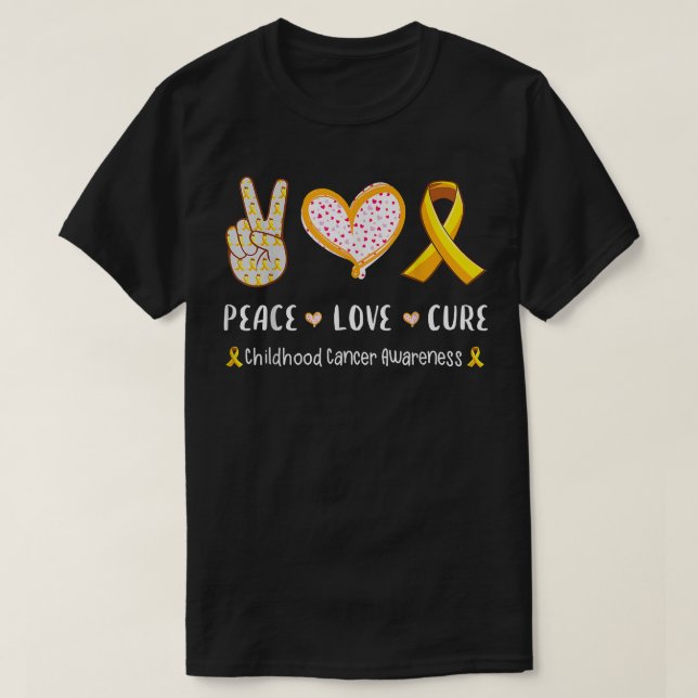 T-shirt Peace Love Cure Enfance Cancer Sensibilisation Leo (Design devant)