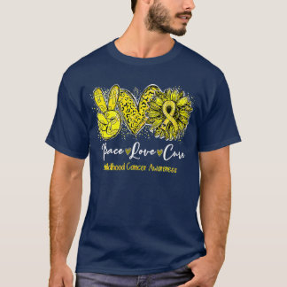 T-shirt Peace Love Cure Enfance Cancer Sensibilisation Sun