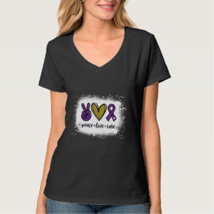 T-shirt Peace Love Cure Faith Purple Ribbon Overdose Aware