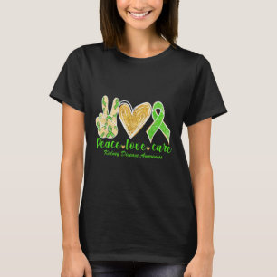T-shirt Peace Love Cure Green Ribbon Chercheur de maladie 