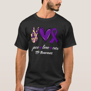 T-shirt Peace Love Cure Itp Purple Ribbon Sensibilisation 
