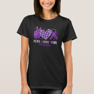 T-shirt Peace Love Cure ITP Sensibilisation Ribbon violet