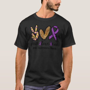 T-shirt Peace Love Cure Leopard Heart Lupus Sensibilisatio