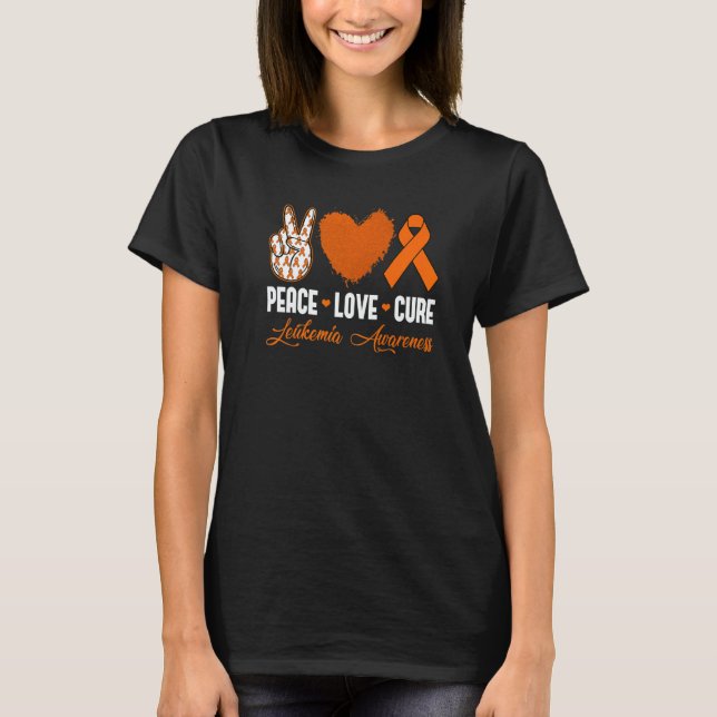 T-shirt Peace Love Cure Leukemia Awareness Month Warrior W (Devant)