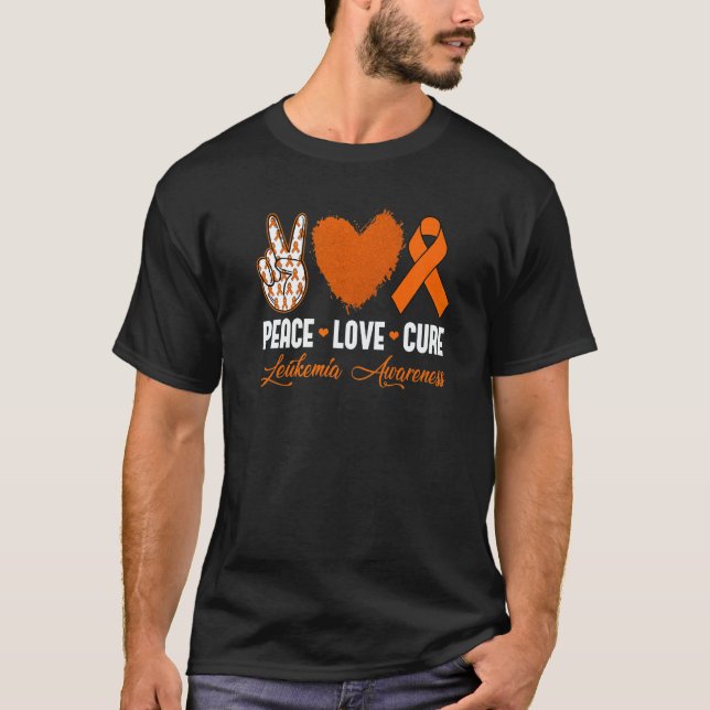 T-shirt Peace Love Cure Leukemia Awareness Month Warrior W (Devant)