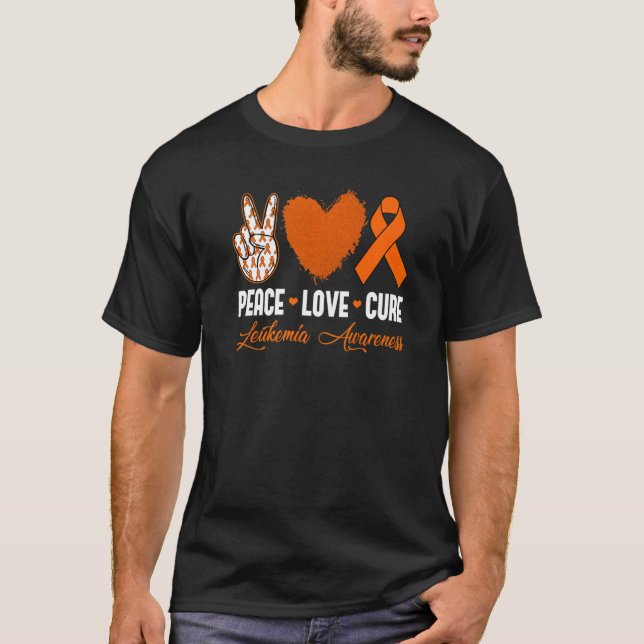 T-shirt Peace Love Cure Leukemia Mois de sensibilisation G (Devant)