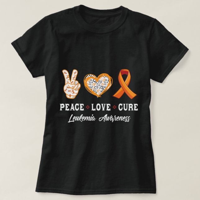 T-shirt Peace Love cure Leukemia sensibilisation hommes fe (Design devant)