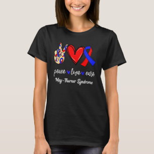 T-shirt Peace Love Cure May Thurner Syndrome Red & Blue Aw