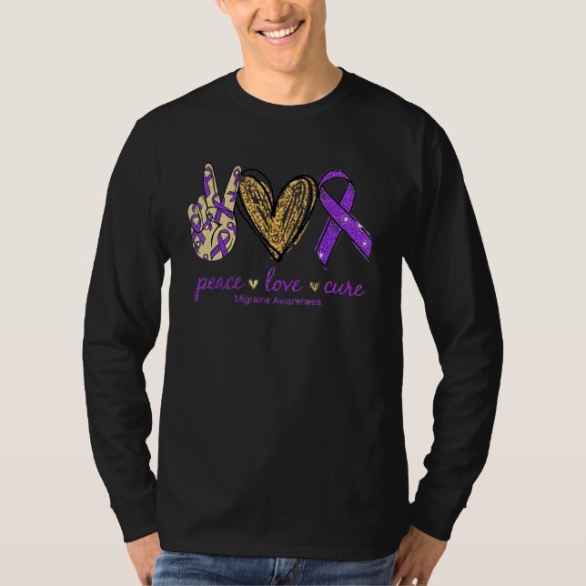 T-shirt Peace Love Cure Migraine (Devant)