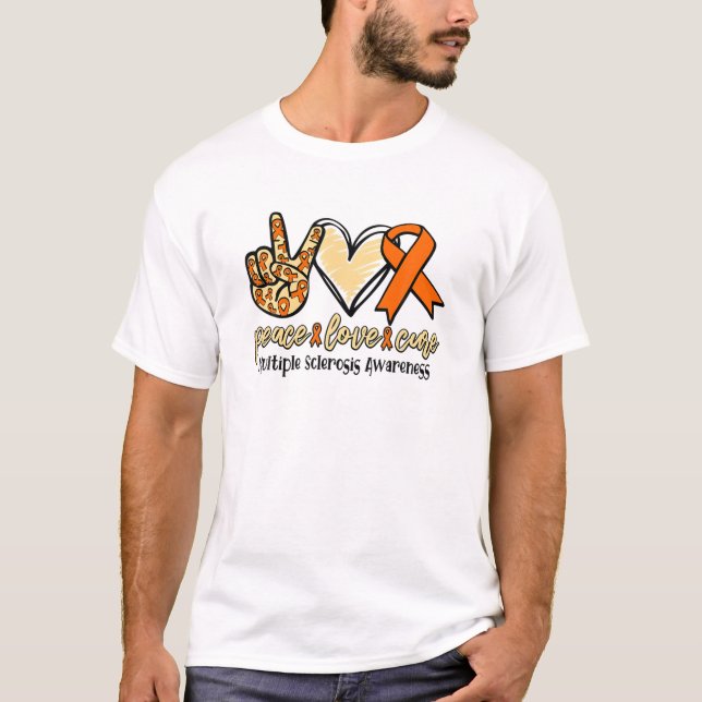 T-shirt Peace Love Cure Multiple Sclerosis Sensibilisation (Devant)