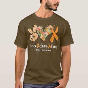 T-shirt Peace Love Cure Orange Ribbon Cadeaux de sensibili