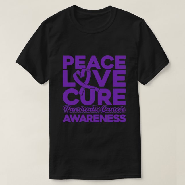 T-shirt Peace Love Cure Pancréatic Cancer Awareness 1 (Design devant)