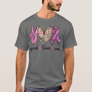T-shirt Peace Love Cure Pink Ribbon Cancer du sein Prix