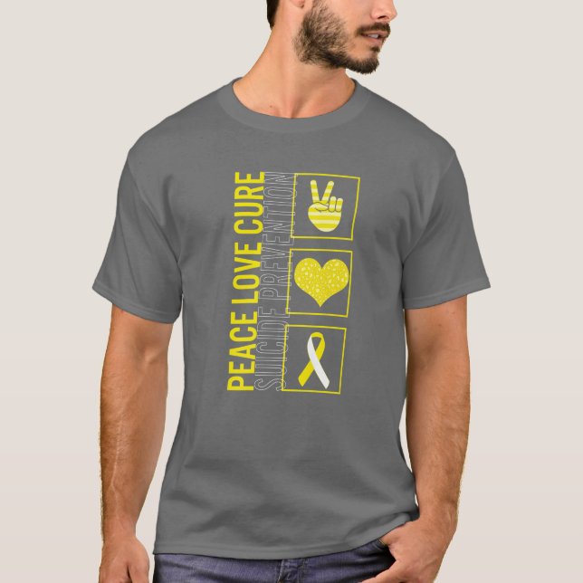 T-shirt Peace Love Cure Prévention Suicide Sensibilisation (Devant)