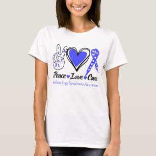 T-shirt Peace Love Cure Restless Legs Syndrome Sensibilisa