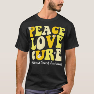 T-shirt Peace Love Cure Retro Sensibilisation au cancer ch
