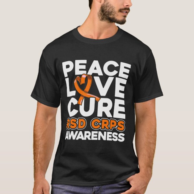 T-shirt Peace Love Cure Rsd Crps Sensibilisation (Devant)