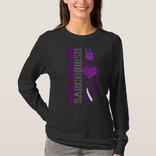 T-shirt Peace Love Cure Sarcoidosis Sensibilisation Ruban