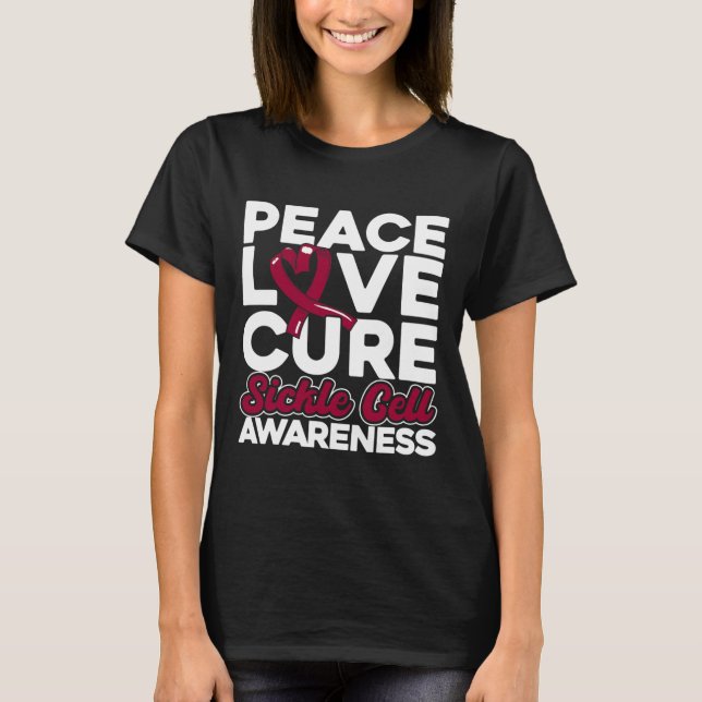 T-shirt Peace Love Cure Sickle Cell Awareness 1 (Devant)