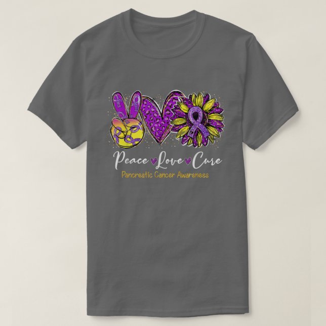 T-shirt Peace love cure sunflower pancreatic cancer awaren (Design devant)