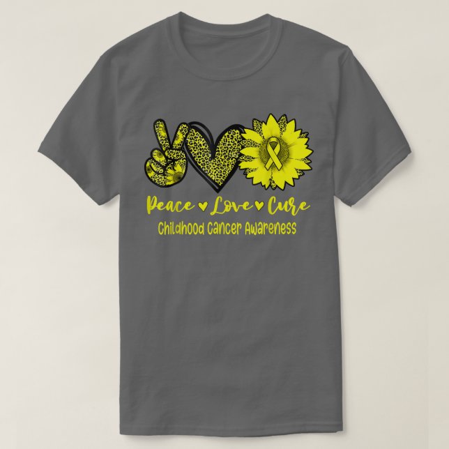 T-shirt Peace Love Cure Sunflower Ribbon Cancer de l'enfan (Design devant)