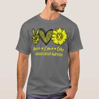 T-shirt Peace Love Cure Sunflower Ribbon Cancer de l'enfan