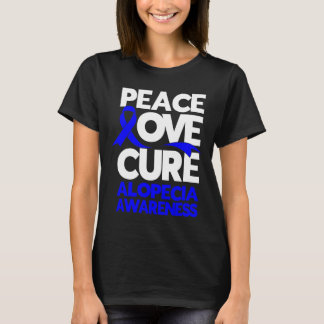 T-shirt Peace Love Cure Support Alopecia Awareness Ruban