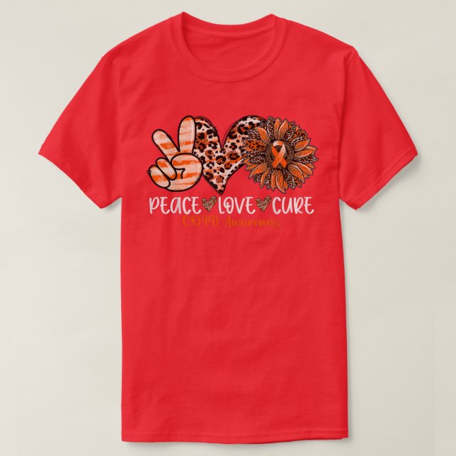 T-shirt Peace Love Cure Tournesol Leopard Sensibilisation  (Design devant)