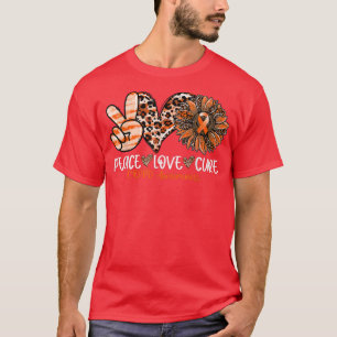 T-shirt Peace Love Cure Tournesol Leopard Sensibilisation