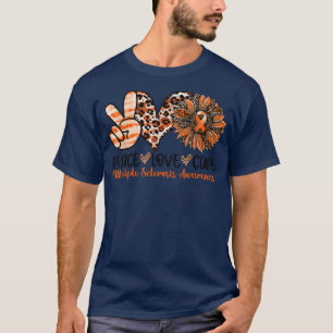 T-shirt Peace Love Cure Tournesol Orange Ruban Multiple S