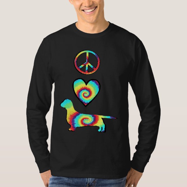 T-shirt Peace Love Dachshunds (Devant)