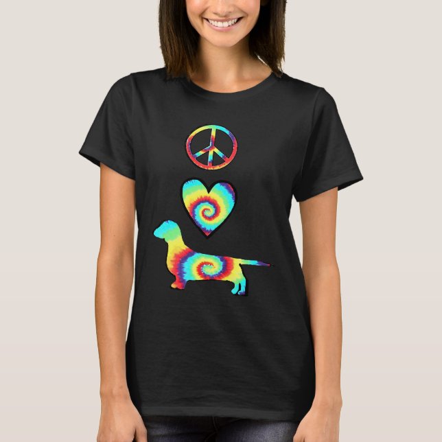 T-shirt Peace Love Dachshunds (Devant)