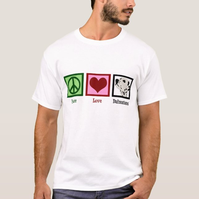 T-shirt Peace Love Dalmatiens (Devant)