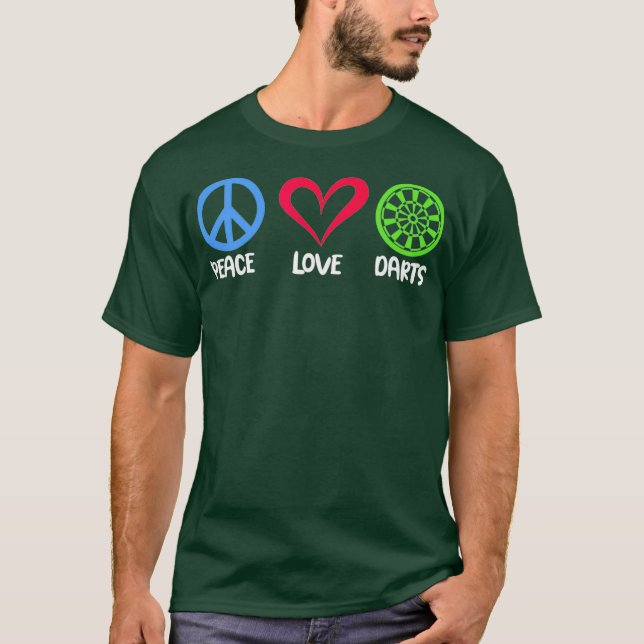 T-shirt Peace Love Darts Jote Dart Player (Devant)