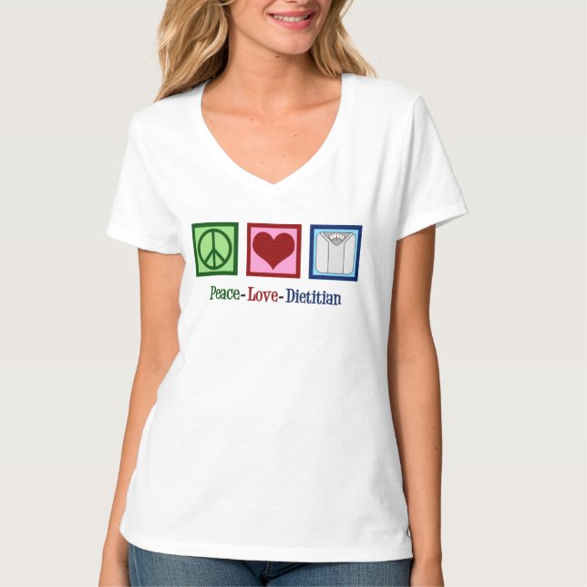 T-shirt Peace Love Dietitian (Devant)