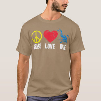 T-shirt Peace Love DivePlongée sous-marine