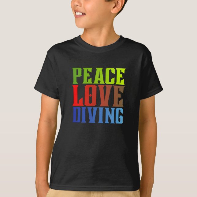 T-shirt peace love diving (Devant)