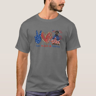 T-shirt Peace Love Dobermann Pinscher Chien Patriotique Am