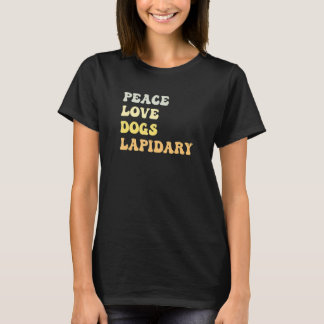 T-shirt Peace Love Dogs Lapidary Retro