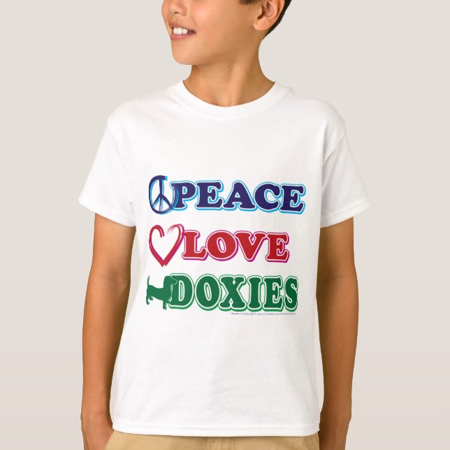 T-shirt Peace Love Doxies (Devant)
