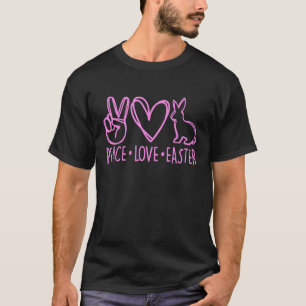 T-shirt Peace Love Easter Cute Bunny Oeufs Joyeux Pâques