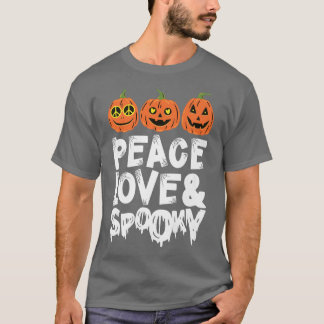 T-shirt Peace Love & Éffrayant Halloween Citrouilles Jack 