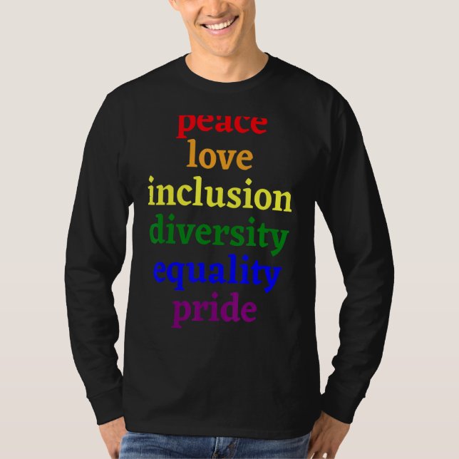 T-shirt Peace Love Égalité Diversité Pride Marche Arc-en-c (Devant)