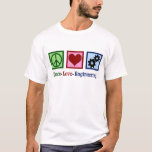 T-shirt Peace Love Engineering<br><div class="desc">Un joli cadeau de Noël d'ingénieur avec un signe de paix, le coeur, et les engrenages. Peace Love Engineering présente pour un ingénieur mécanique ou un ingénieur civil.</div>