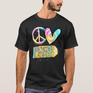 T-shirt Peace Love Enseignant de la septième année Tie Dye
