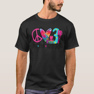 T-shirt Peace Love Enseignant de troisième année Tie Dye