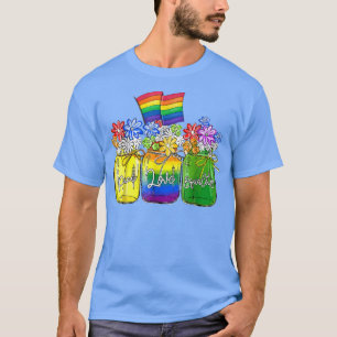 T-shirt Peace Love Equality Arc-en-ciel Floral Lgbt Drapea