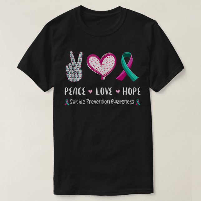 T-shirt Peace Love espère la sensibilisation à la préventi (Design devant)